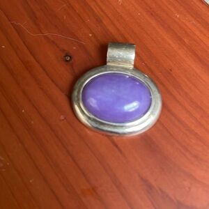 Purple amythyst 925 SS stamped pendant